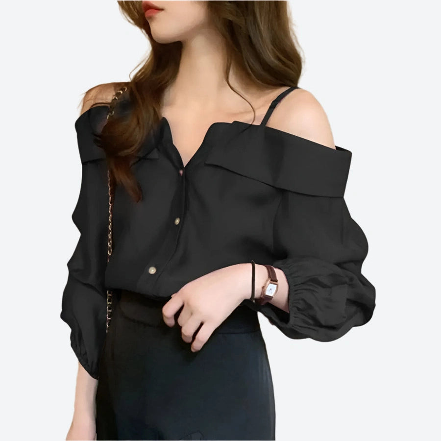 Stylish Off-Shoulder Button Blouses