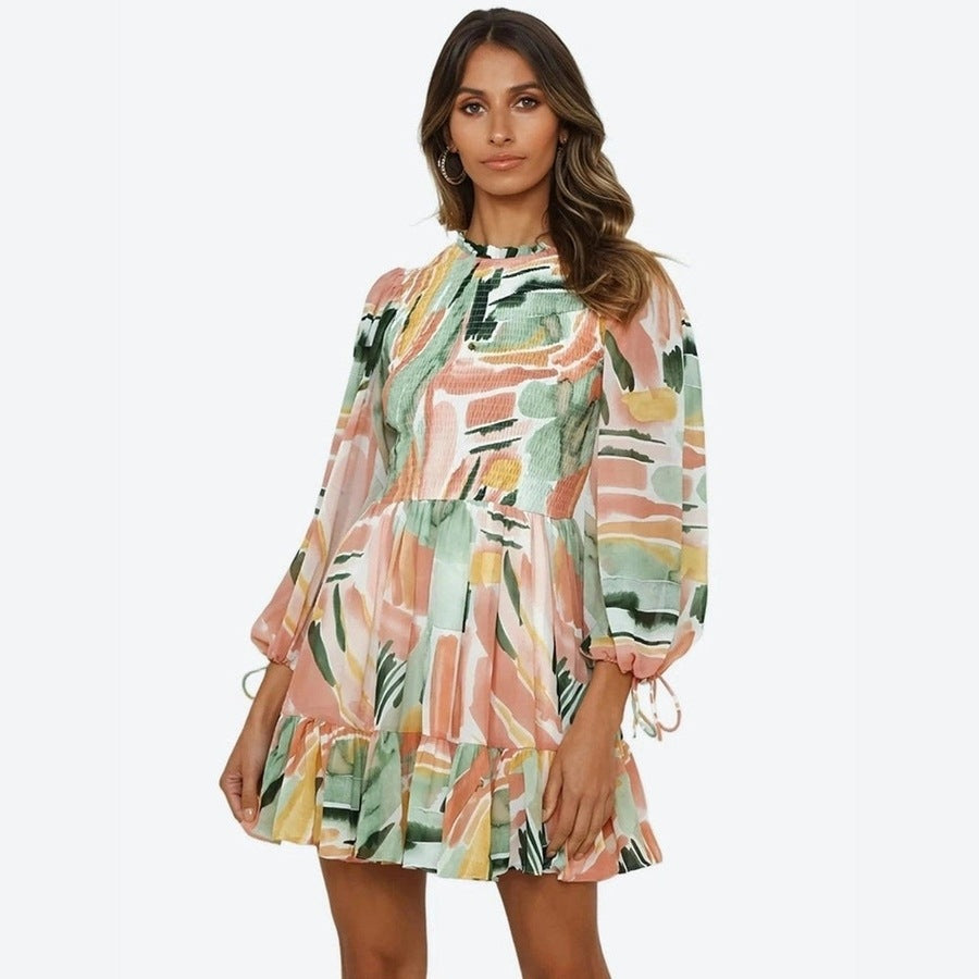 Stylish Printed Long Sleeve Dresses