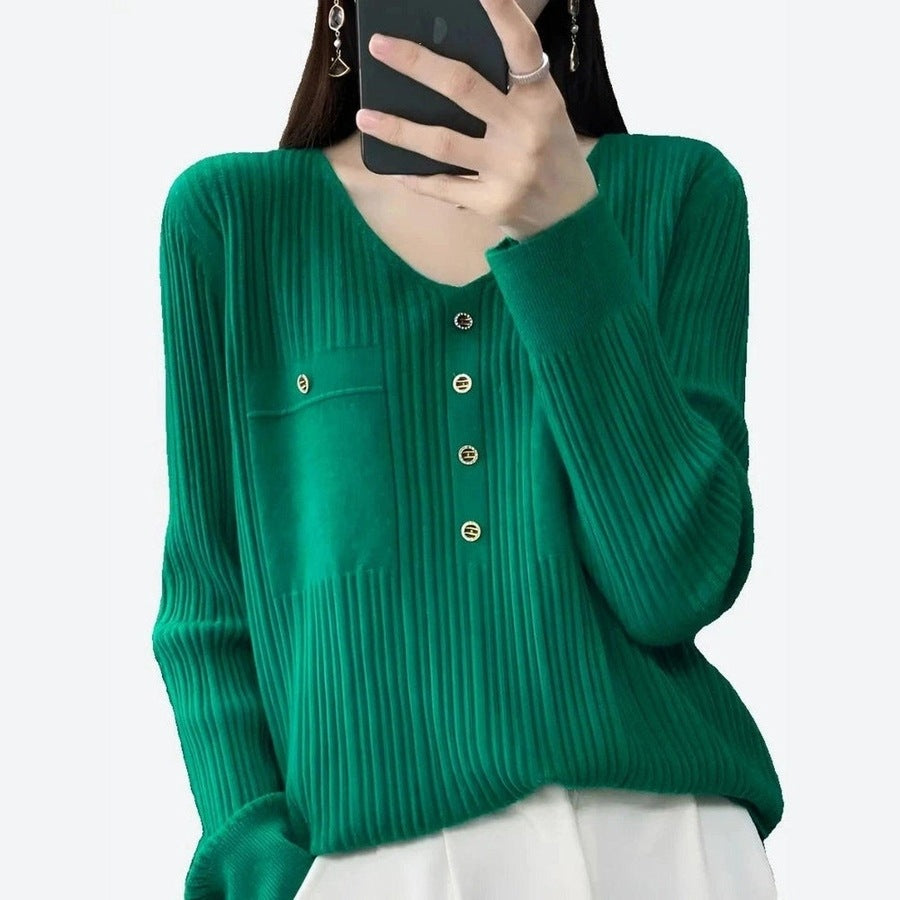 Stylish Ribbed Button-Front Sweaters