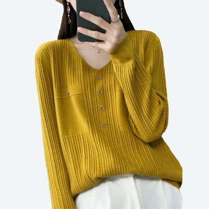 Stylish Ribbed Button-Front Sweaters