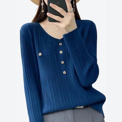 Stylish Ribbed Button-Front Sweaters