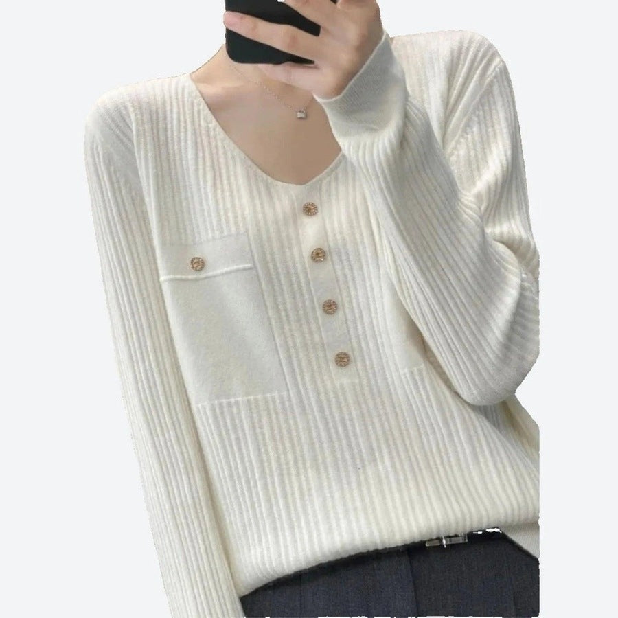 Stylish Ribbed Button-Front Sweaters