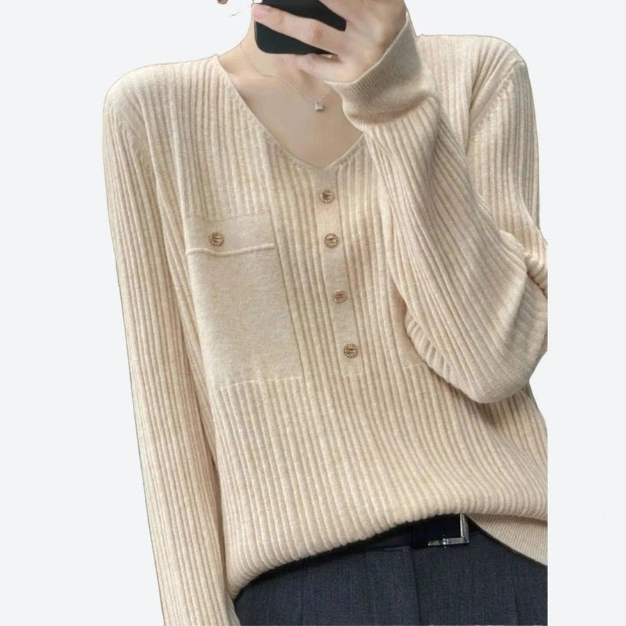 Stylish Ribbed Button-Front Sweaters