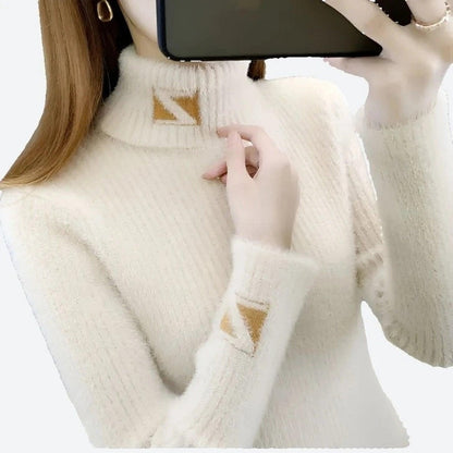 Stylish Turtleneck Fuzzy Knit Sweaters