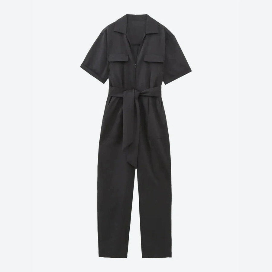 Stylish Utility Belted Cotton Jumpsuits