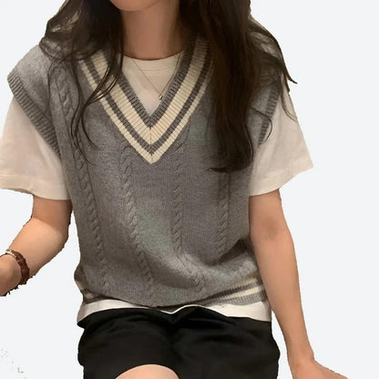 Stylish V-Neck Knitted Vests