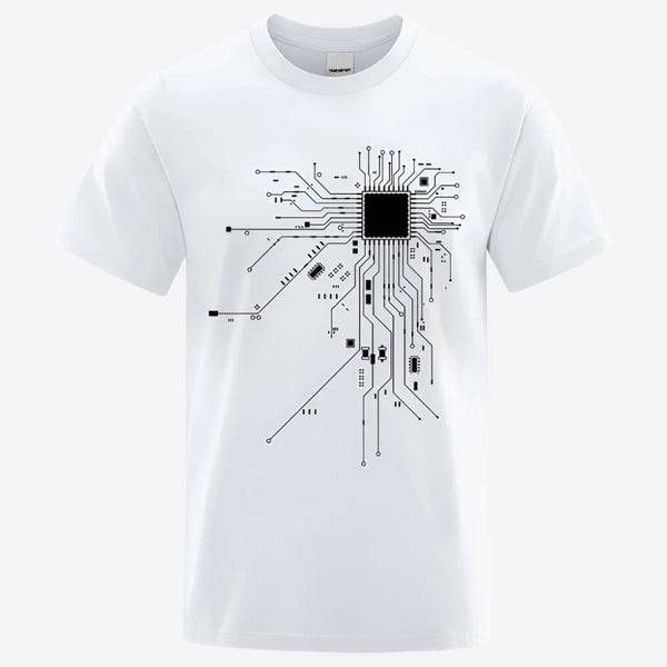 Tech-Inspired Circuit Print T-Shirts