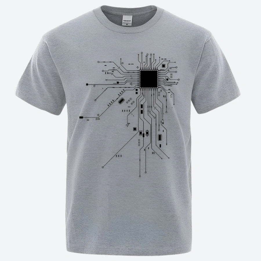 Tech-Inspired Circuit Print T-Shirts