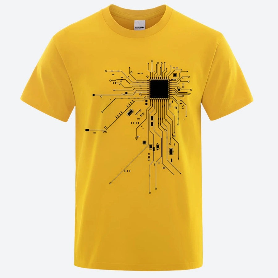 Tech-Inspired Circuit Print T-Shirts