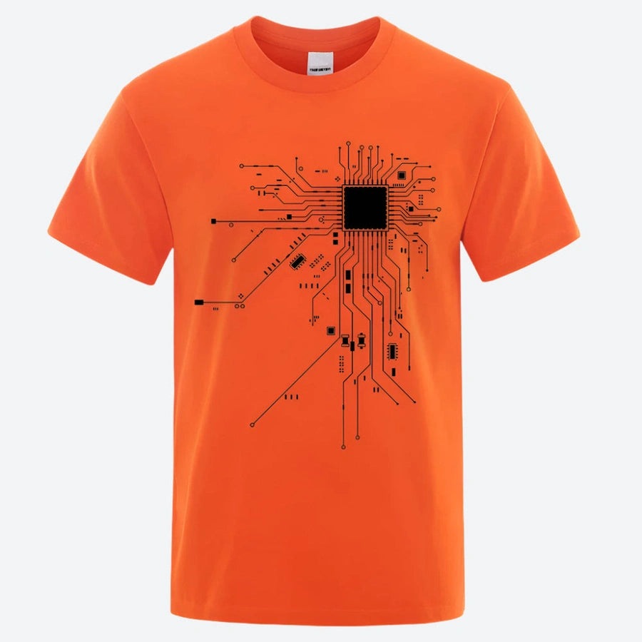 Tech-Inspired Circuit Print T-Shirts