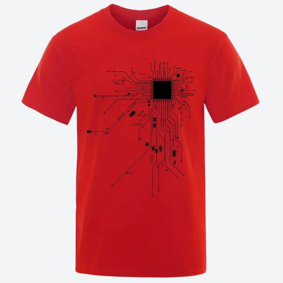 Tech-Inspired Circuit Print T-Shirts