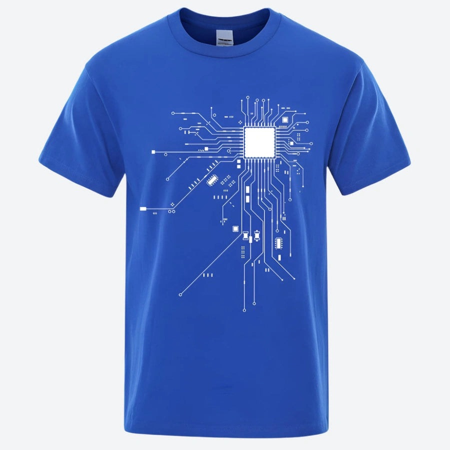 Tech-Inspired Circuit Print T-Shirts