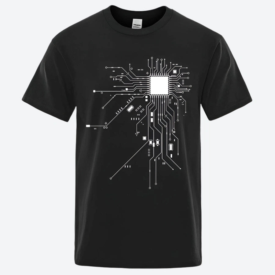 Tech-Inspired Circuit Print T-Shirts