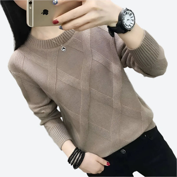 Textured Crewneck Long-Sleeve Knit Sweaters