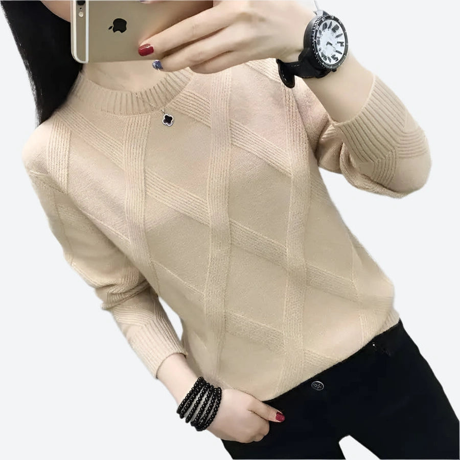 Textured Crewneck Long-Sleeve Knit Sweaters