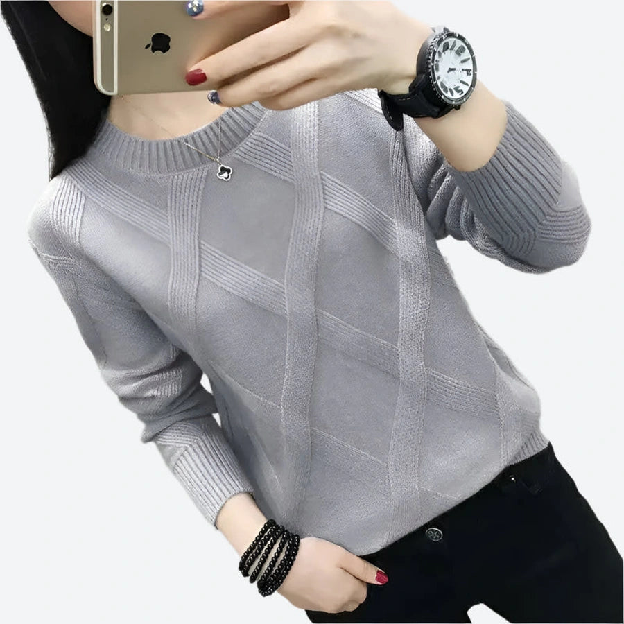 Textured Crewneck Long-Sleeve Knit Sweaters