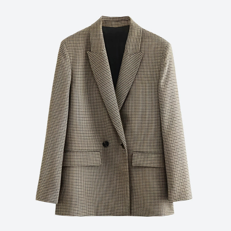 Timeless Checkered Single-Button Blazers