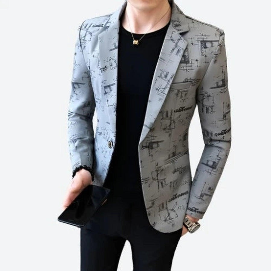 Trendy Abstract Print Slim Fit Blazers