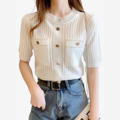 Trendy Button-Up Short Sleeve Cardigans