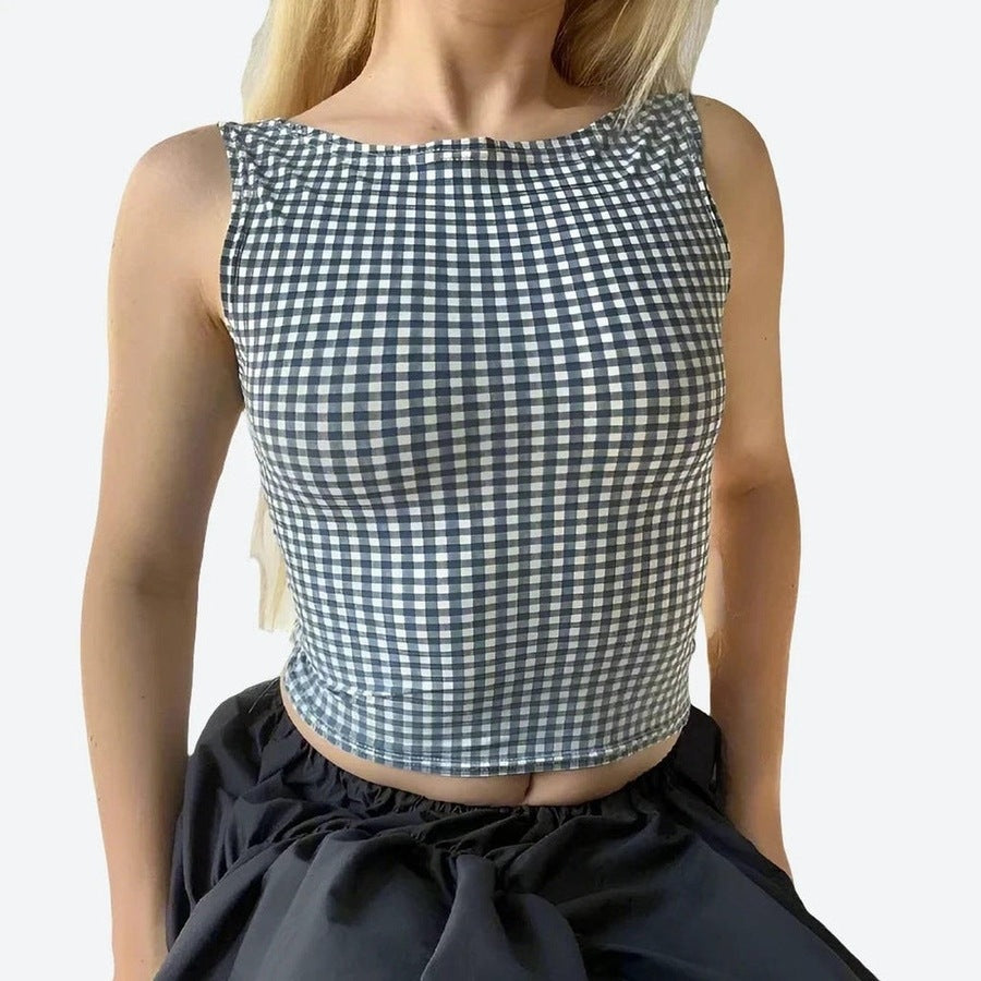 Trendy Comfortable Gingham Crop Tops