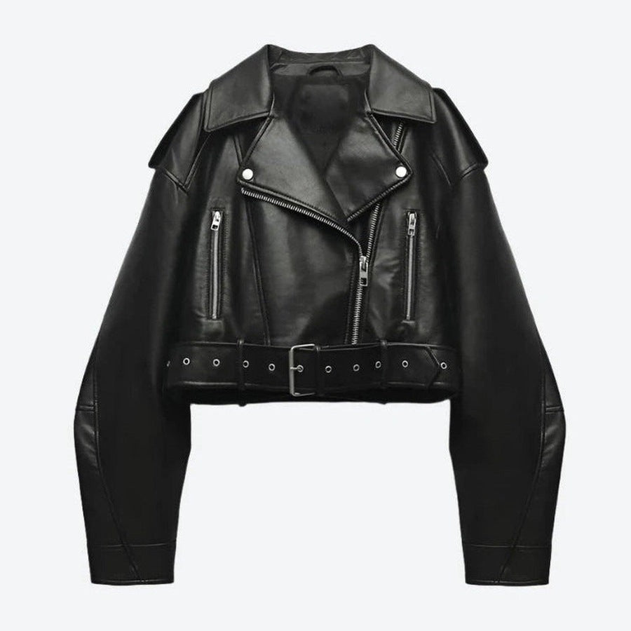 Trendy Cropped Leather Biker Jackets