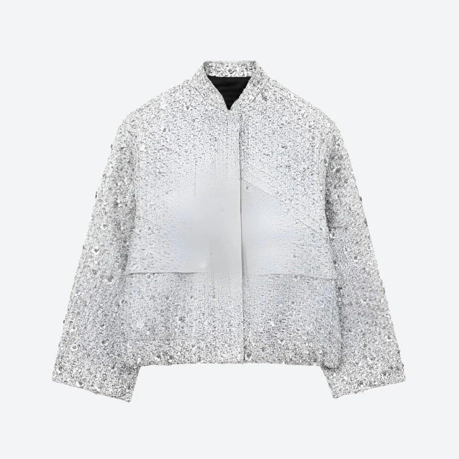 Trendy Glitter Embellished Bomber Jackets