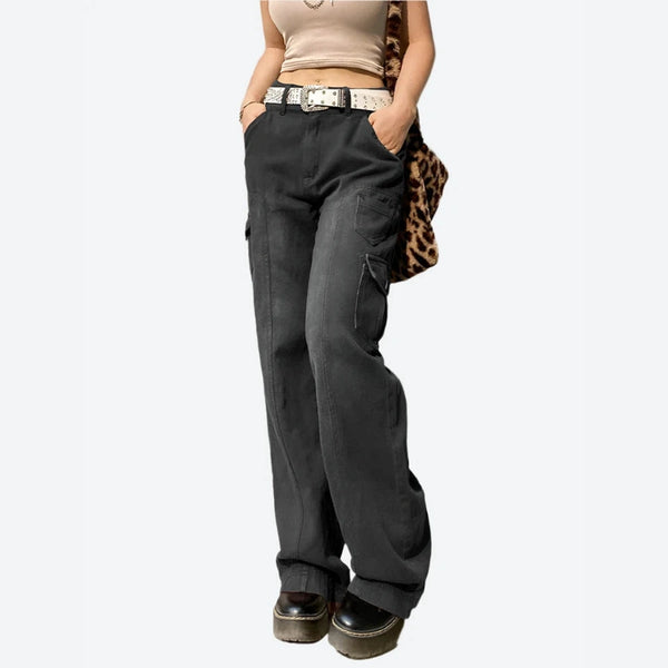 Trendy High-Waist Cargo Pants