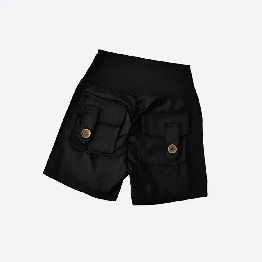 Trendy High-Waist Pocket Biker Shorts