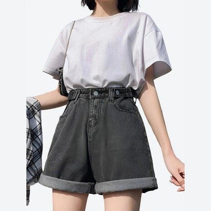 Trendy High-Waist Rolled Hem Shorts