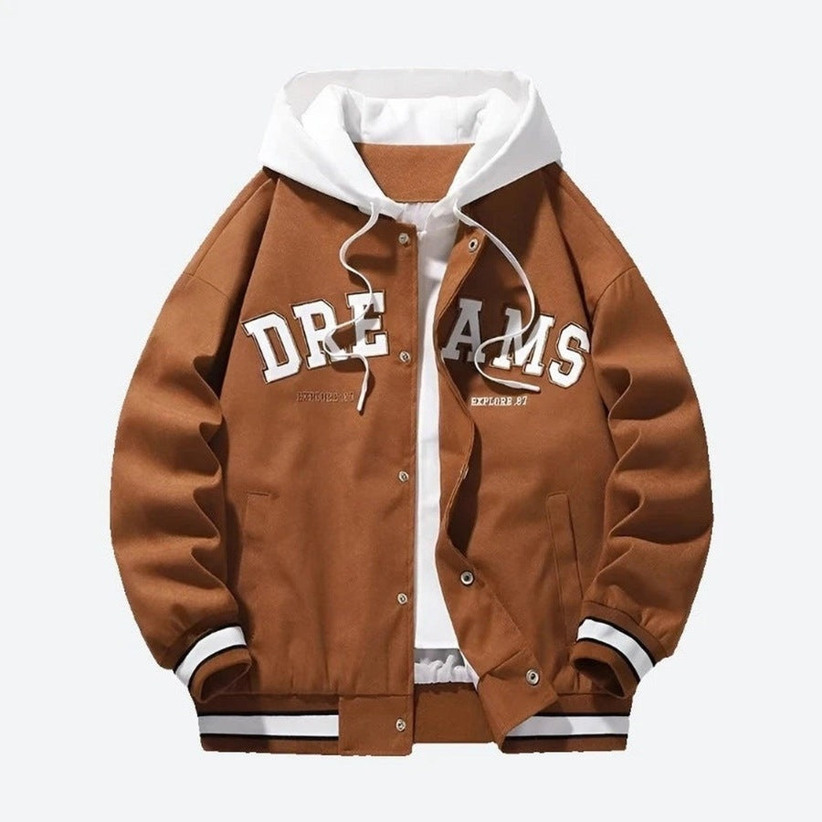 Trendy Letterman Hooded Bomber Jackets