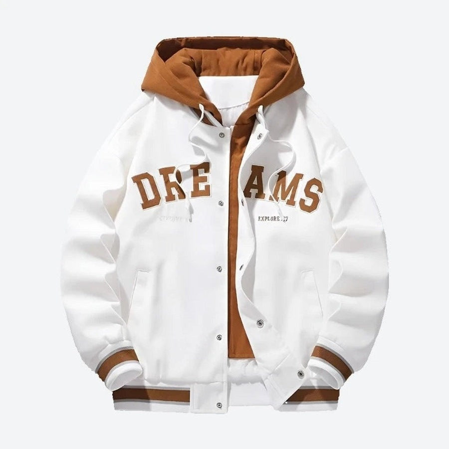 Trendy Letterman Hooded Bomber Jackets