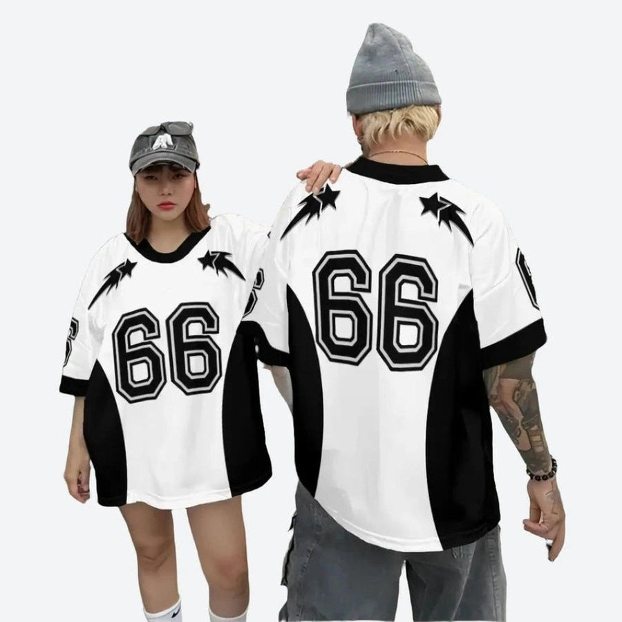 Trendy Oversized Number Graphic Jerseys