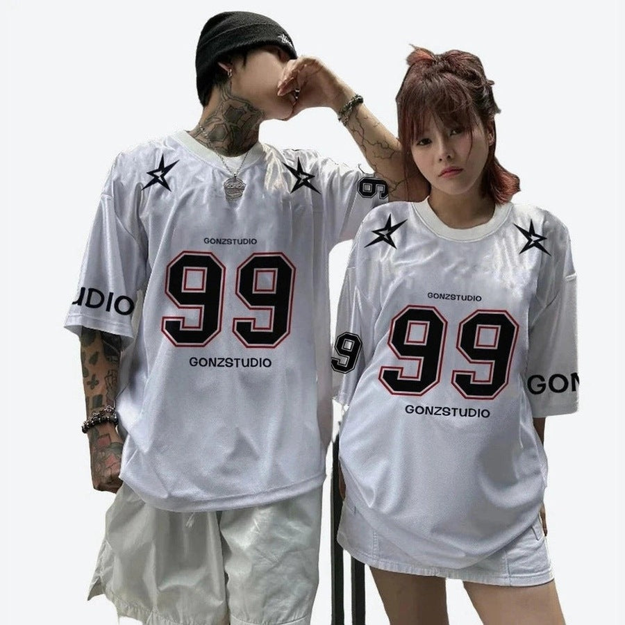 Trendy Oversized Number Graphic Jerseys