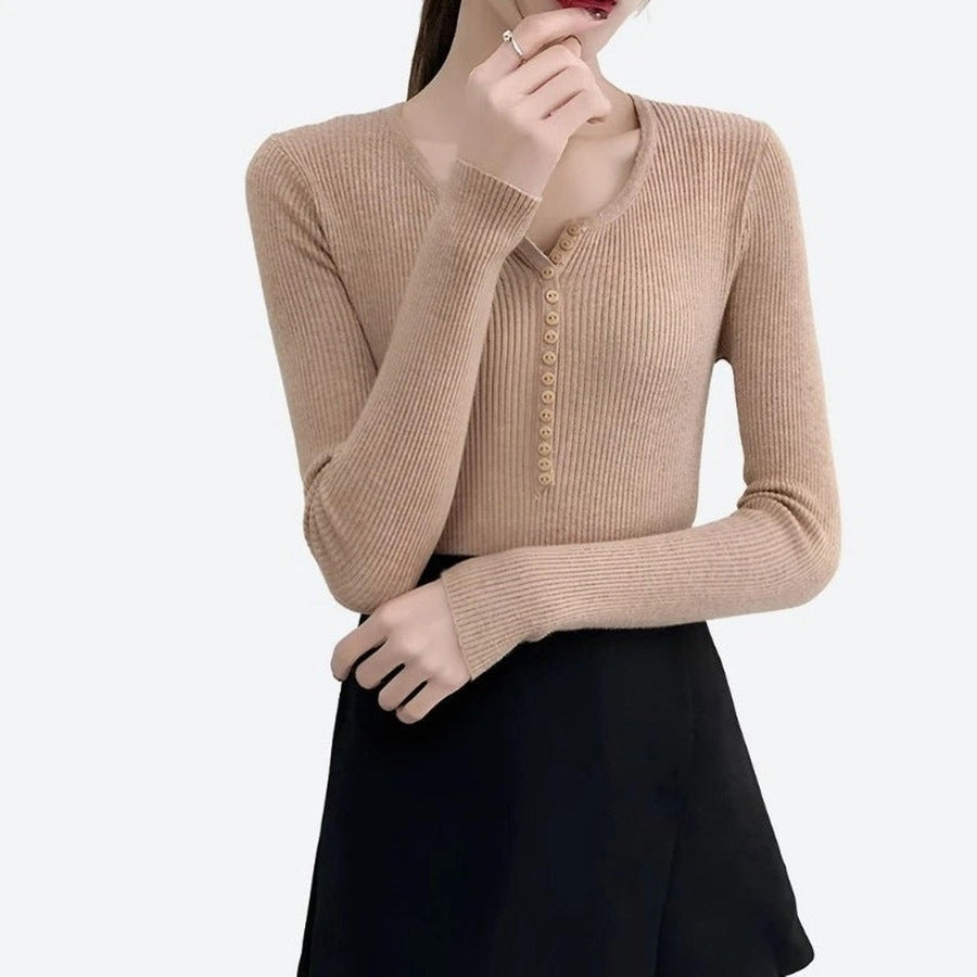 Trendy Ribbed Button-Front Knit Tops