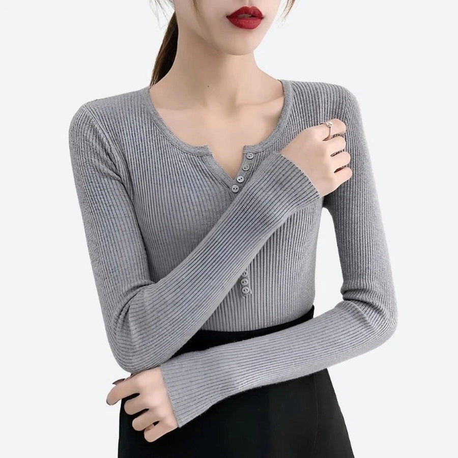 Trendy Ribbed Button-Front Knit Tops