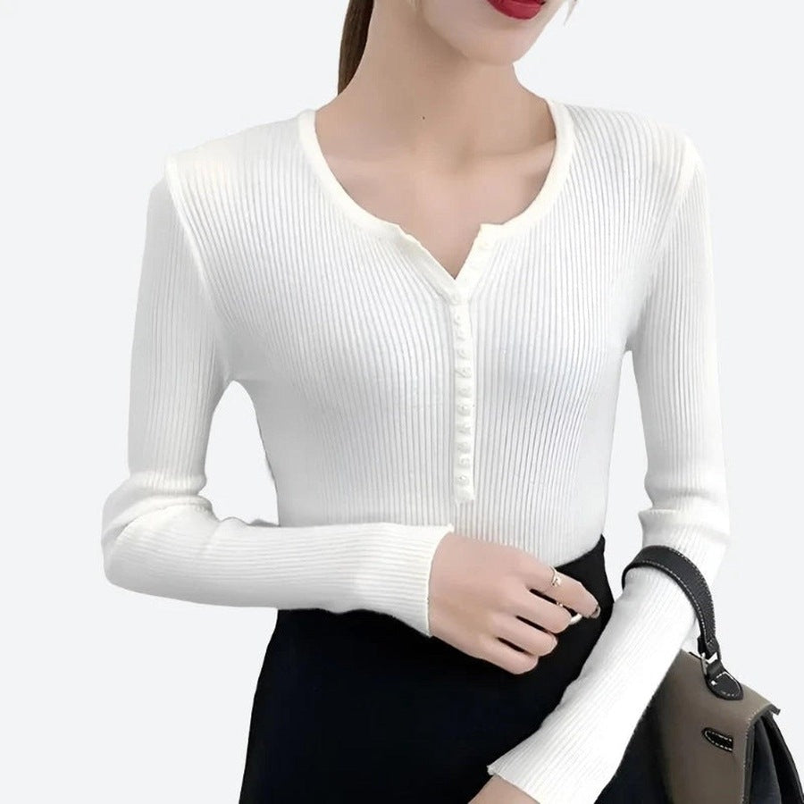 Trendy Ribbed Button-Front Knit Tops