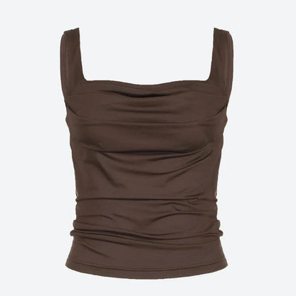 Trendy Ruched Square Neck Tank Tops