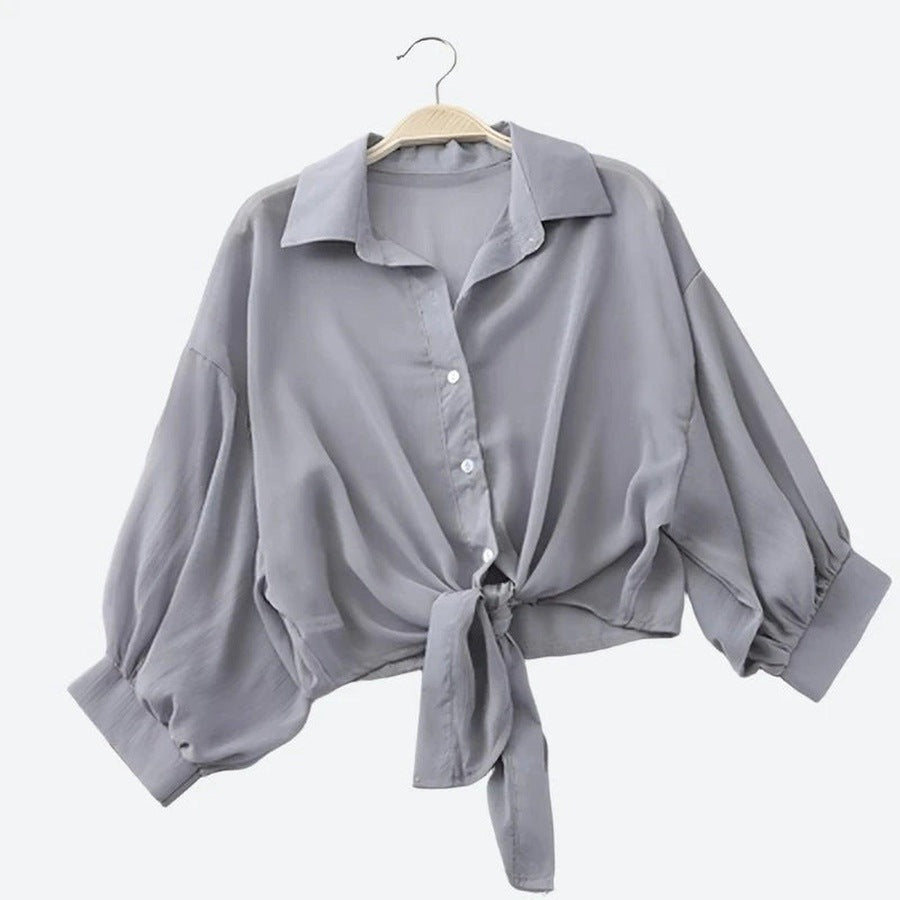 Trendy Sheer Tie-Front Blouses