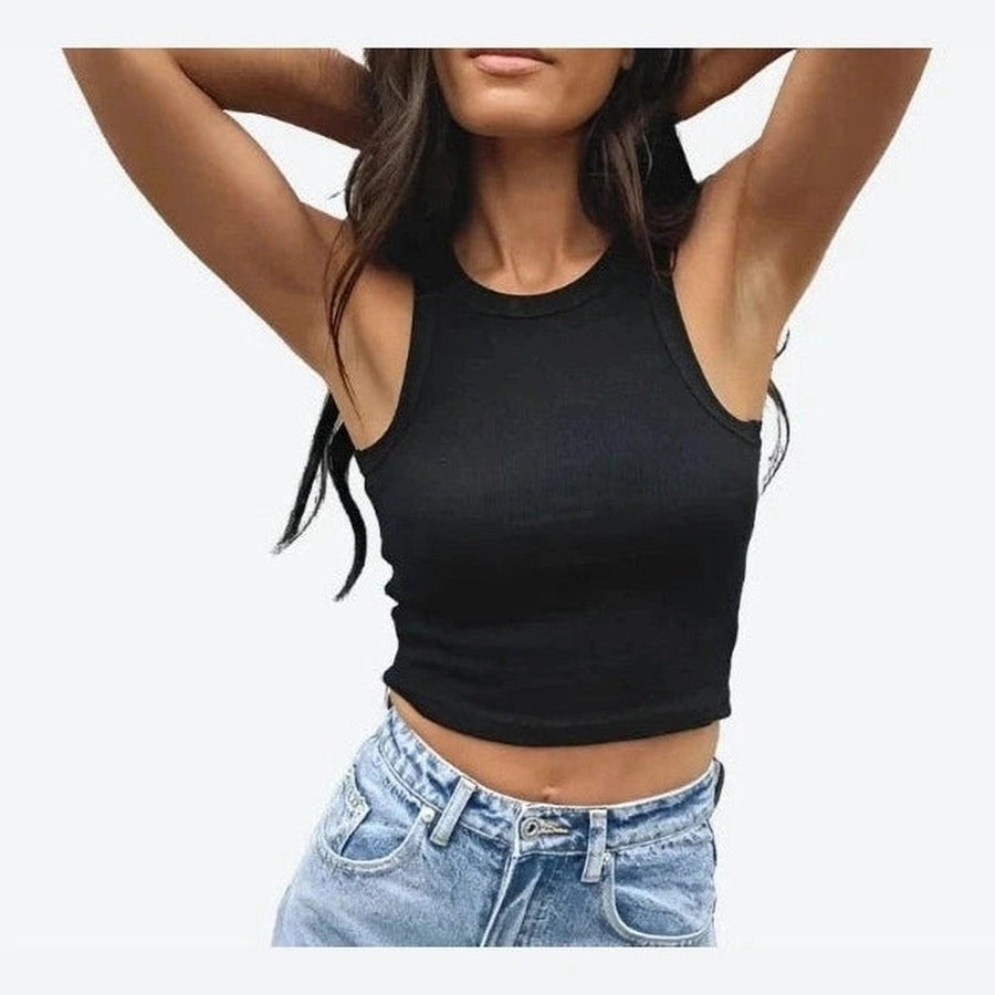 Trendy Sleeveless Ribbed Crop Tops