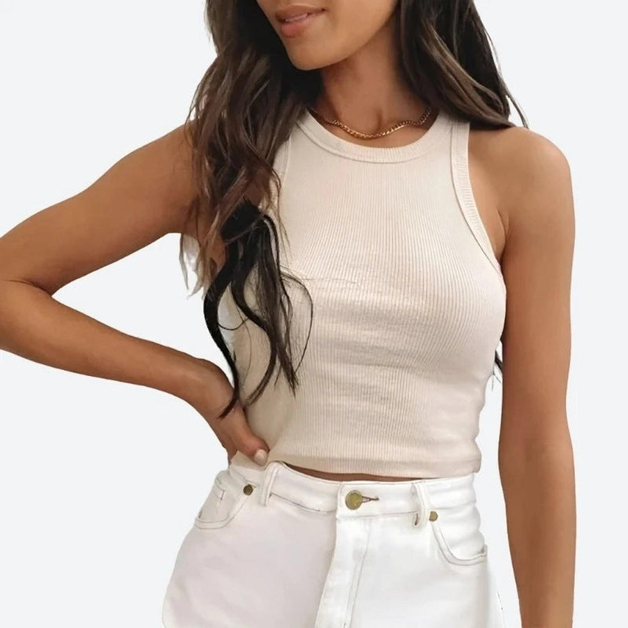 Trendy Sleeveless Ribbed Crop Tops