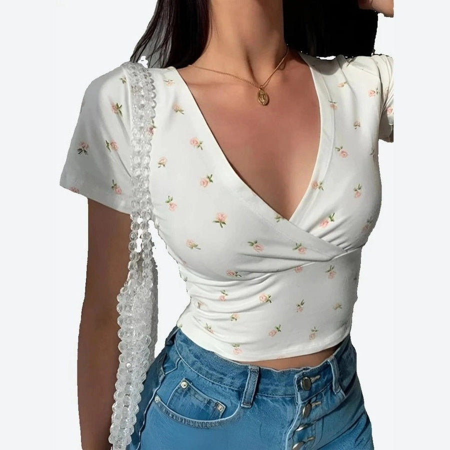 Trendy V-Neck Short Sleeve Tops