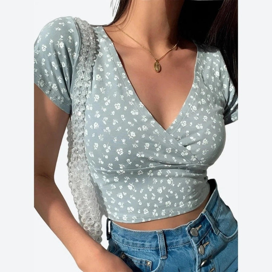 Trendy V-Neck Short Sleeve Tops