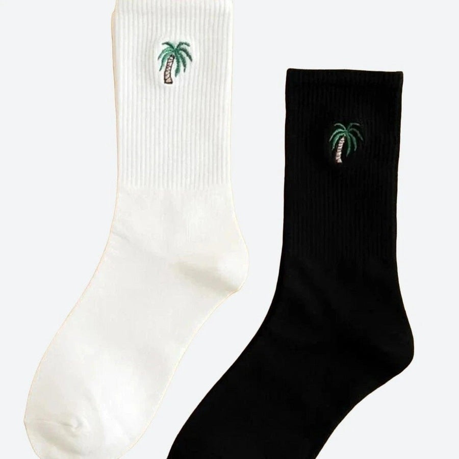 Tropical Palm Tree Crew Socks