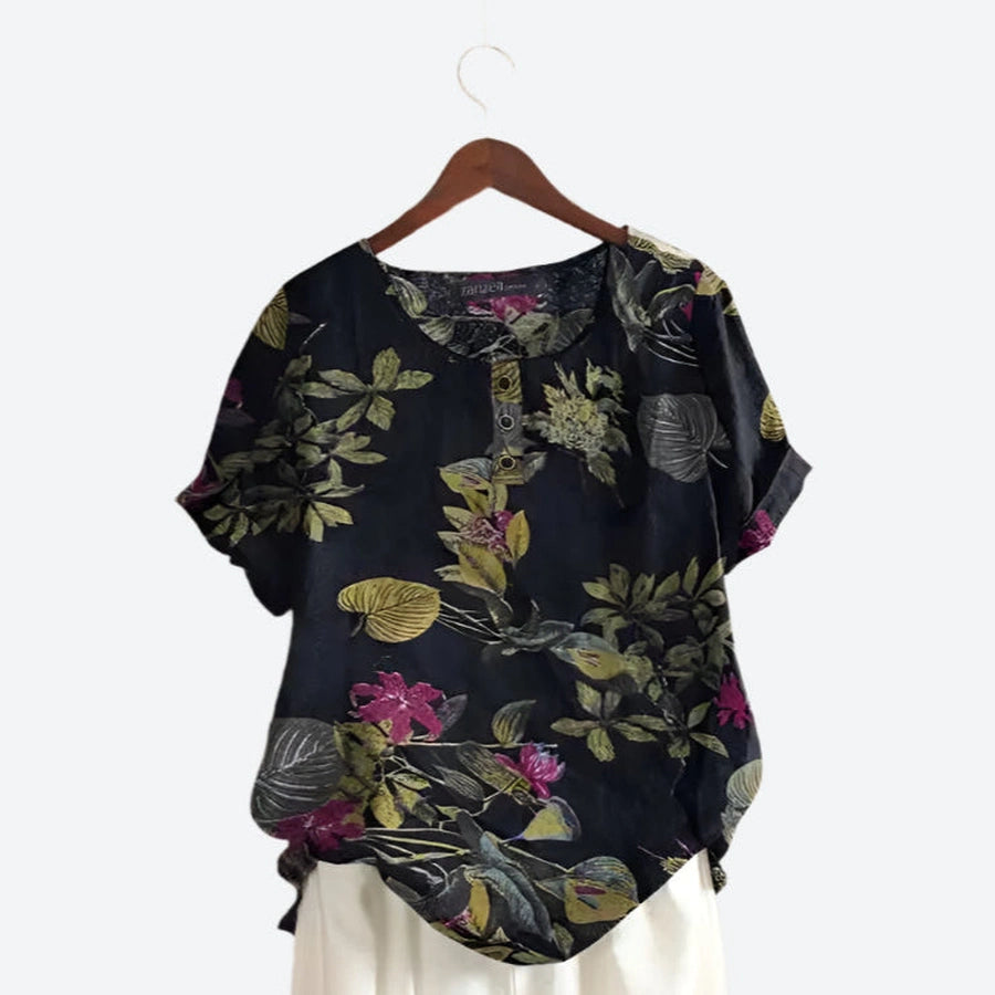 Tropical Printed Button Casual Blouses