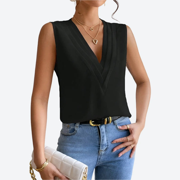 V-Neck Sleeveless Chic Tops