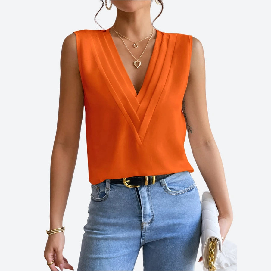 V-Neck Sleeveless Chic Tops