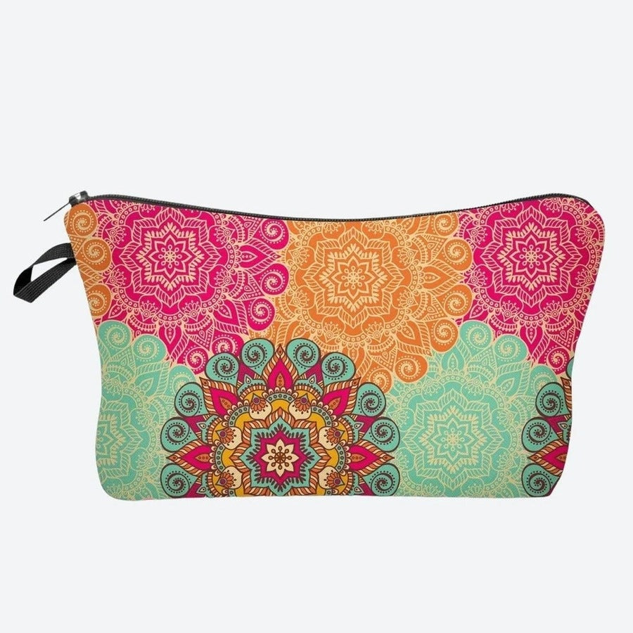 Vibrant Mandala Print Makeup Pouches