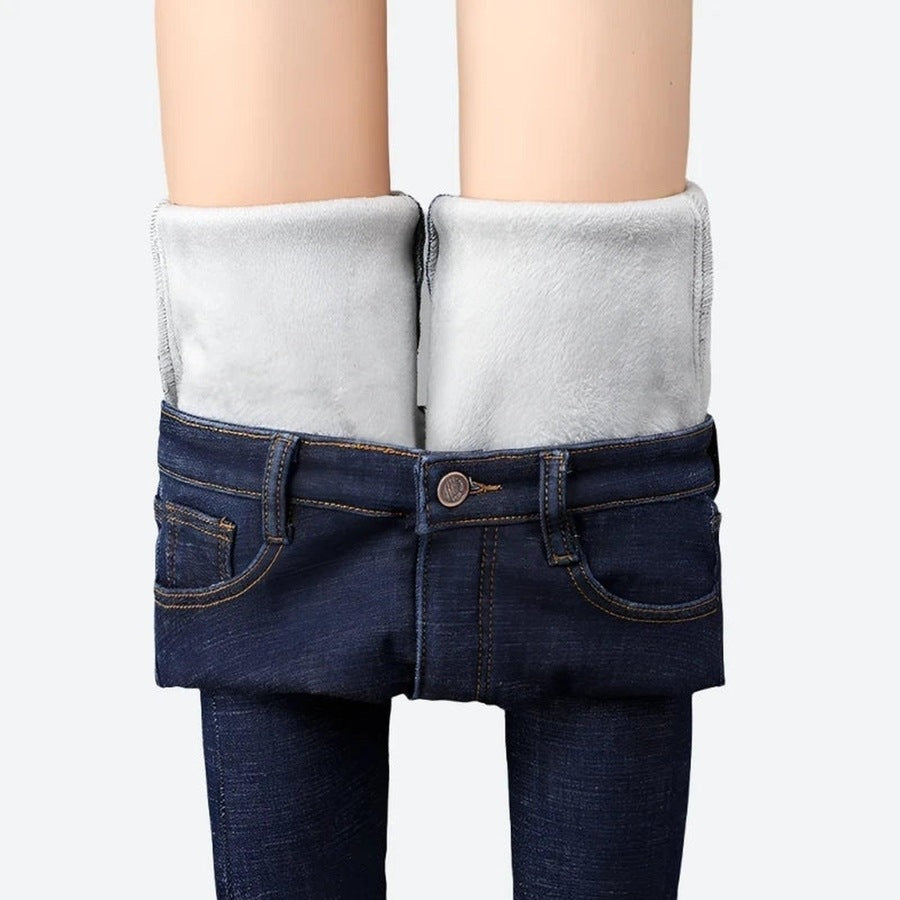 Warm Fleece-Lined High-Waist Skinny Jeans