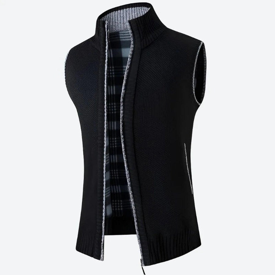 Warm Knit Sleeveless Zip Vests