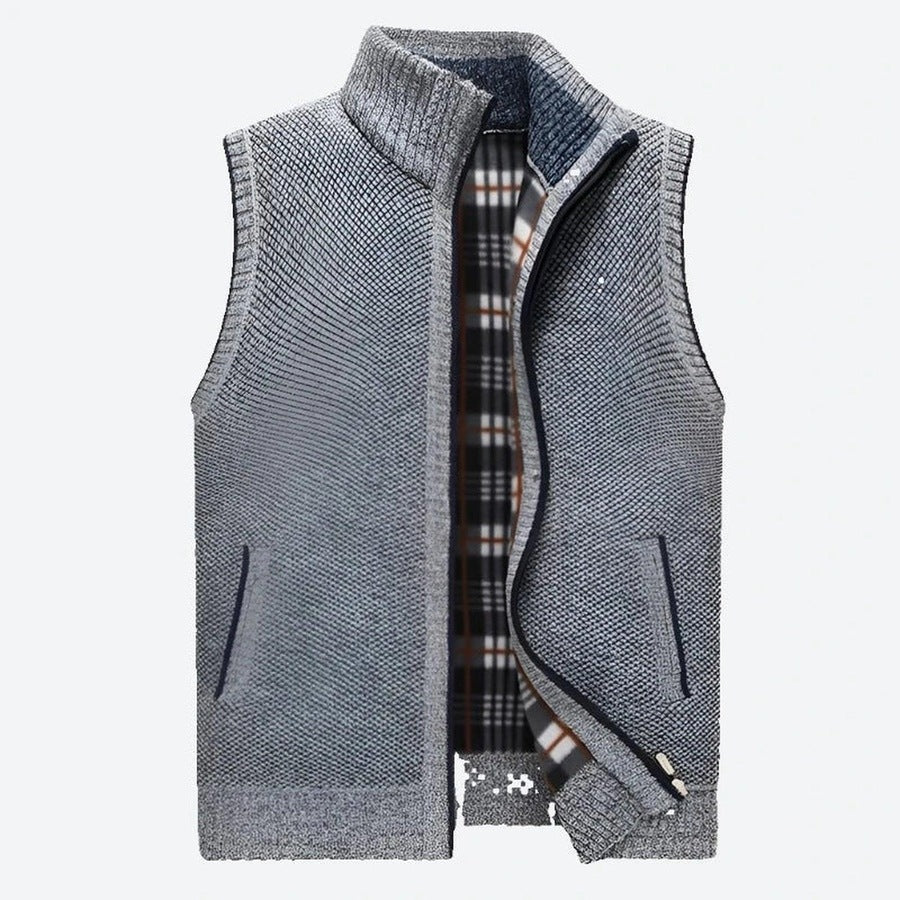 Warm Knit Sleeveless Zip Vests